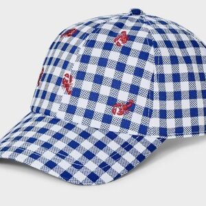 Universal Thread Embroidered Lobster Blue and White Checkered Hat